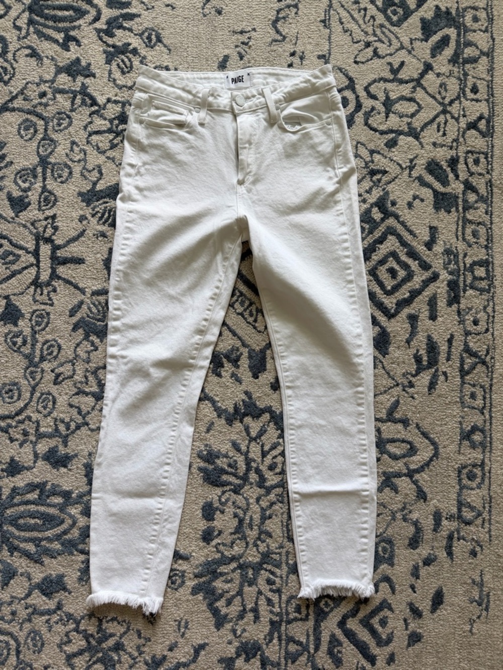 PAIGE White Skinny Raw-Hem Jeans